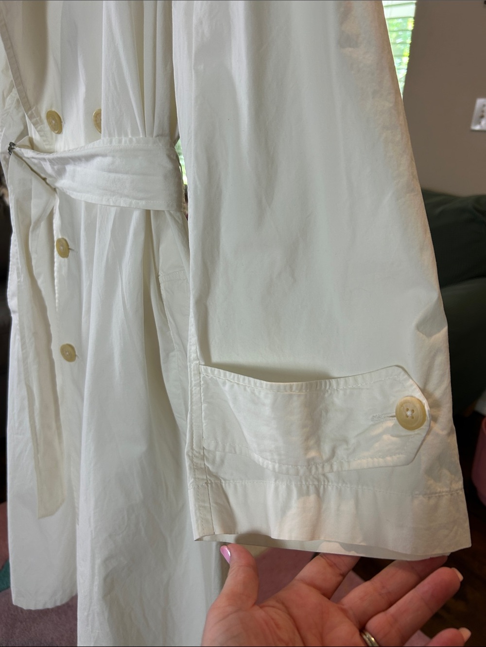 Ralph Lauren Blue Label Double Breasted White Vintage Cotton Trench Coat Size 14 - Picture 4 of 17